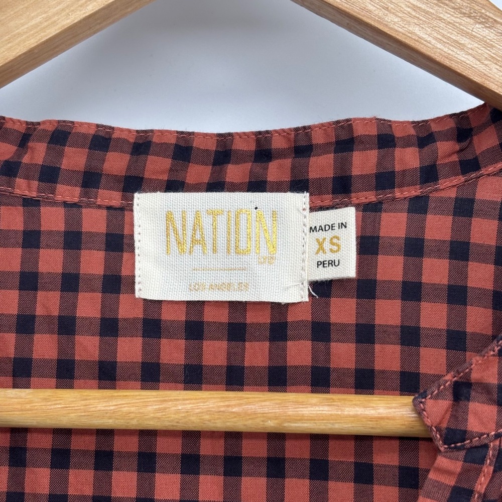 Nation LTD Tegan Ruffle Sleeve Mini Dress V‎ Neck Button Front Coral XS Pockets - Picture 8 of 12